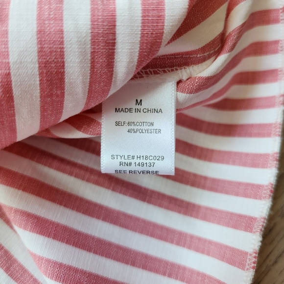 Hyfve Pink Striped Shirt Womens Medium Layered Bell Sleeve Off The Shoulder Top - Picture 6 of 9